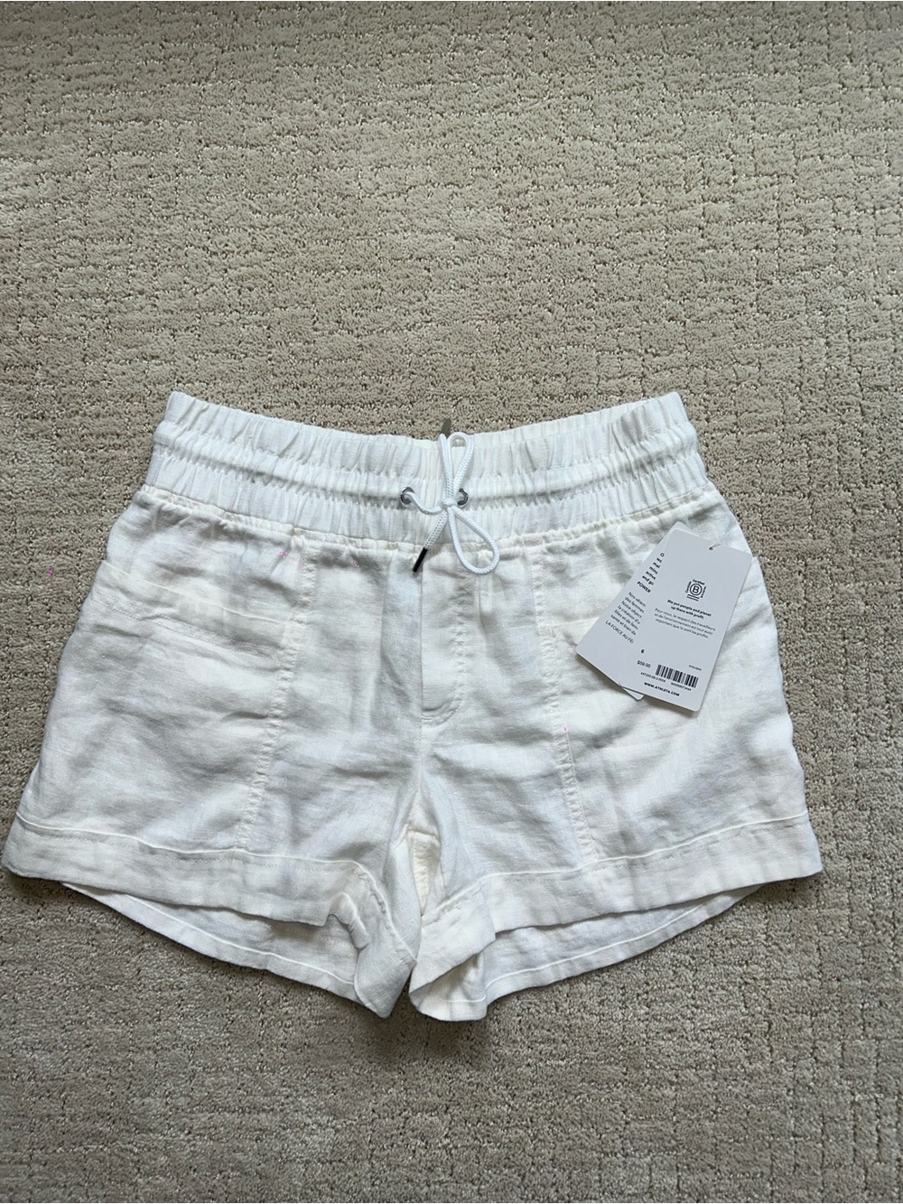NWT Athleta White Linen Drawstring Shorts